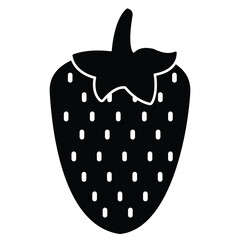Strawberry simple black icon. One color simple cartoon style.