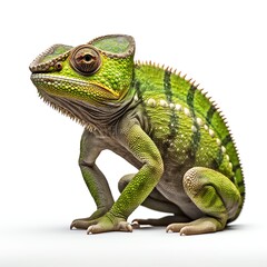 Obraz premium a chameleon, studio light , isolated on white background