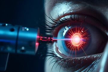 Laser beam in the eye