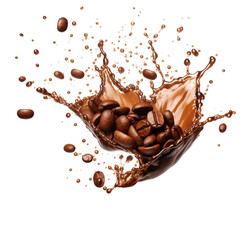 Fototapeta premium coffee beans falling into a cup