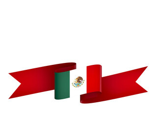 Mexico flag element design national independence day banner ribbon png
