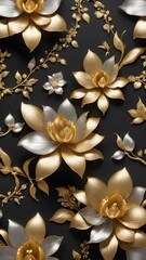 golden flowers on black