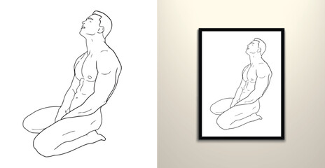 Alone naked man illustration 