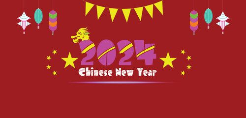 Naklejka premium 2024 Chinese New Year wallpapers and backgrounds you can download and use on your smartphone, tablet, or computer.