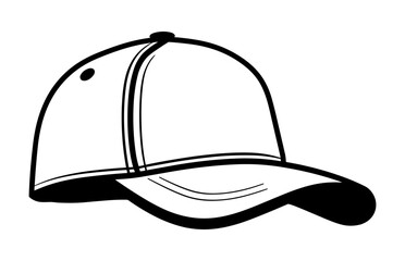 Trucker Hat Silhouette outline Vector isolated on a white background
