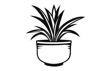 Plant Pot Silhouette outline vector isolated on a white background