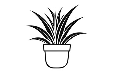 Plant Pot Silhouette outline vector isolated on a white background