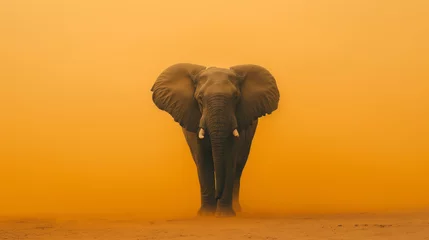 Foto op Aluminium an Elephant standing against sand color background with copy space © Michael