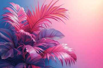 Fototapeta na wymiar tropical palm leaves pastel panting,