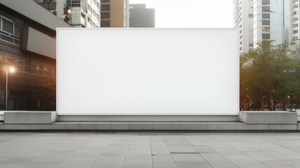 A blank billboard with the commercial building in the background. .