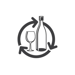 symbol of glass recycle, bottle glass recycle, vector art.