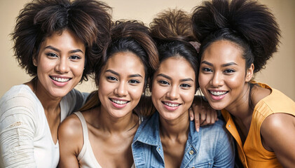 Fototapeta premium A diverse group of women are smiling at the camera.