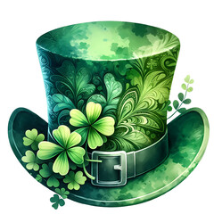 saint Patrick's day leprechaun green hat, transparent background, PNG