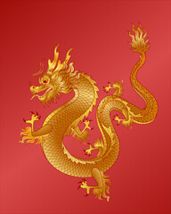 Chinese dragon red background illustration