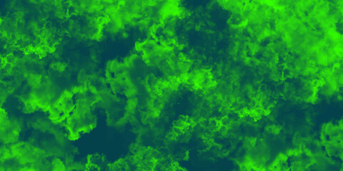 Fototapeta na wymiar Abstract dynamic texture with soft green clouds on dark background. Defocused Lights and Dust Particles. Watercolor wash aqua painted texture grungy design. 