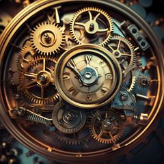 Fototapeta na wymiar Steampunk-style gears and cogs in motion.