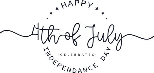 July Fourth. Happy Independence Day. Stylized calligraphic inscription 24th July banner for Independence Day. 