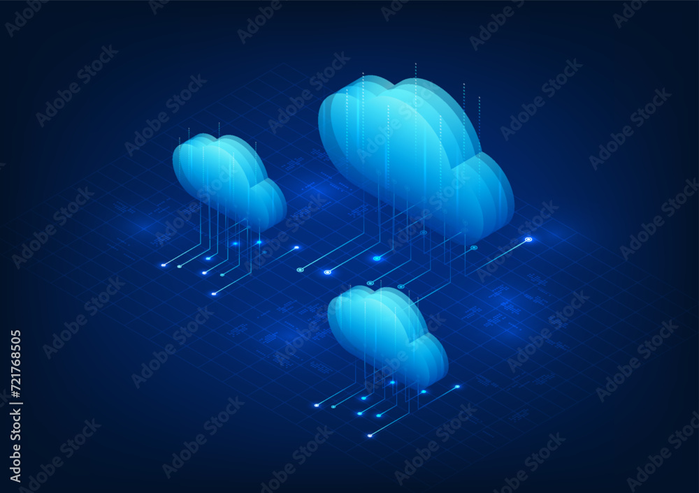 Poster cloud technology cloud that is storing data in the system and transfer from anywhere in real time vi