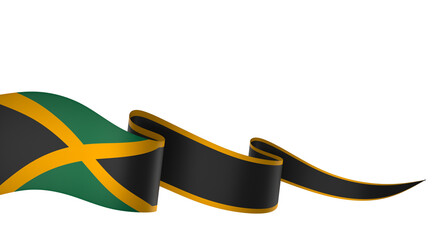 Jamaica flag element design national independence day banner ribbon png
