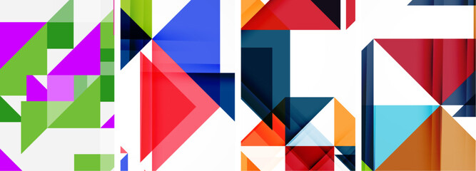 Triangle poster geometric background set