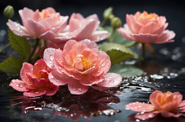 Flowers with water drops