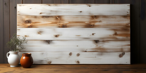 wooden blank board with frame on the wall