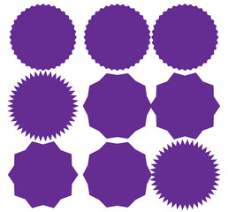 Set of vector starburst, sunburst badges.  different color. Simple flat style Vintage labels. Design elements. Colored stickers. A collection of different types and colors icon. eps 10