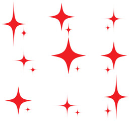 Set of red starburst. Price sticker, sale sticker, price tag, starburst, quality mark, retro stars, sale or discount sticker, sunburst badges, sun ray frames, promotional badge set, shopping labels