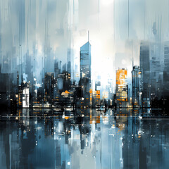 Abstract representation of a city skyline.