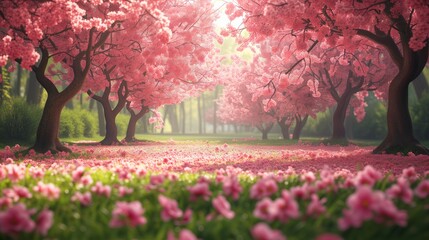 Naklejka premium pink flower garden