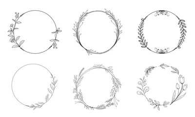 Botanical Circle Frame Vector