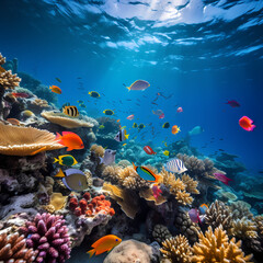 Fototapeta na wymiar Tropical fish in a coral reef.