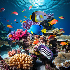 Fototapeta na wymiar Tropical fish in a coral reef.