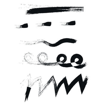 set of black and white strokes vector illustration