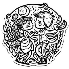 dance in the moon, black and white svg. 166