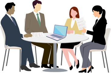 ミーティングをするビジネスパーソンスタイリッシュイラスト