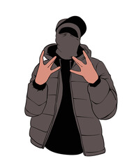 Illustration of man with gang sign