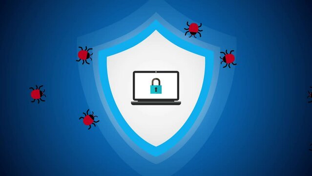 security shield protection from malware and virus digital technology background animation