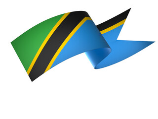 Tanzania flag element design national independence day banner ribbon png
