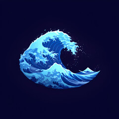 A logo illustration of a blue wave on a navy background. Created with generative AI.