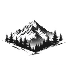 A logo illustration of a black mountain on a white background. Created with generative AI.