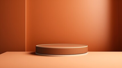 Abstract 3D minimal background. 3D podium display stand brown background for product presentation. 3D rendering, illustration, generative ai