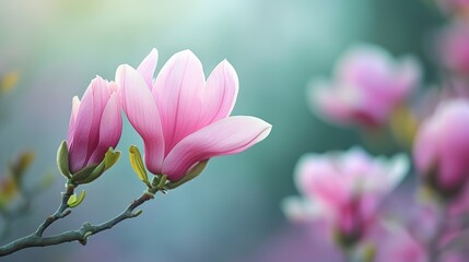 Beautiful blooming magnolia flower for background, generative ai, 