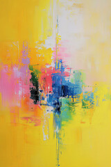 Abstract oil painting with modern brushstrokes style in yellow