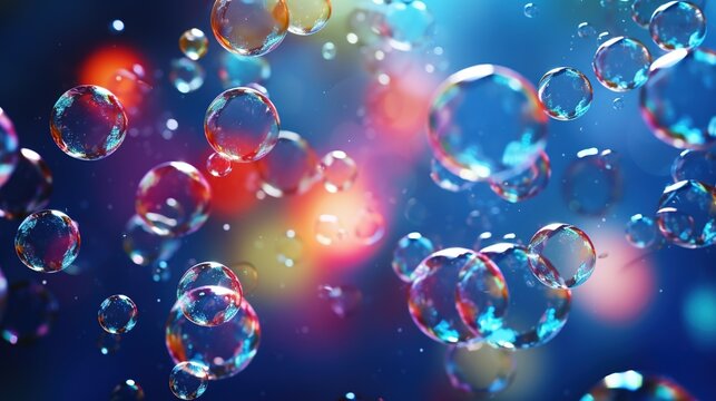 Abstract Colorful Flying Bubbles Background. Bubble, Wallpaper, Rainbow 
