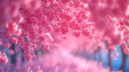 Raamstickers Blue sky and weeping cherry close-up, generative ai © irvan