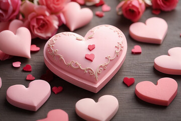 Fototapeta premium pink hearts and roses
