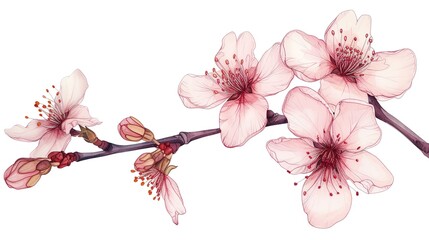 Pink flowers of a geranium on white background, photo manipulation ,generative ai