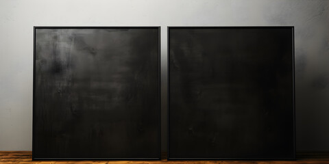 Two black wooden boards on floor