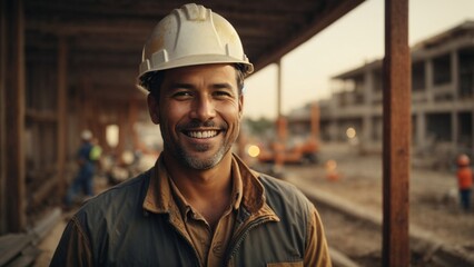 Close-up high-resolution image of a senior construction worker. 